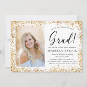 Moderne Gouden Glitter Afstudeerfeest Kaart (Voorkant)