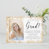 Moderne Gouden Glitter Afstudeerfeest Kaart (Staand voorkant)