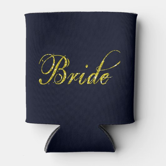 Moderne gouden glitter bruid blikjeskoeler (Voorkant)