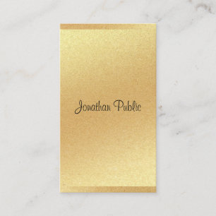 Moderne Gouden Glitter Chique Hand Script Professi Visitekaartje