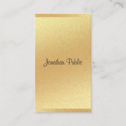 Moderne Gouden Glitter Chique Hand Script Professi Visitekaartje (Voorkant)