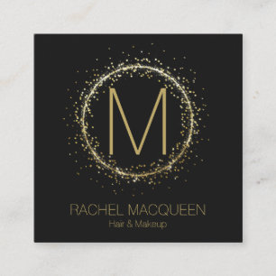 Moderne Gouden Glitter Confetti Monogram Logo Vierkante Visitekaartje