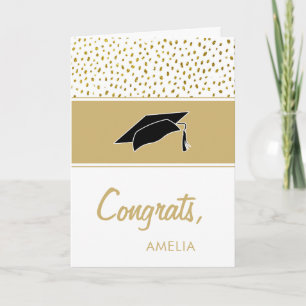 Moderne Gouden Glitter Congrats Afstudeerhoed Kaart