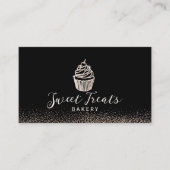Moderne gouden glitter cupcake gebak zoete bakkeri visitekaartje (Voorkant)