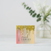 Moderne Gouden Glitter Drip Whisk Bakkerij Vierkante Visitekaartje (Staand voorkant)