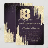 Moderne Gouden Glitter Drips 18de Bourgogne Verjaa Kaart (Voorkant / Achterkant)