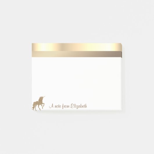 Moderne Gouden Glitter Eenhoorn -Persoonlijk Post-it® Notes (Voorkant)