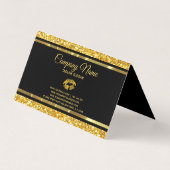 Moderne gouden glitter en lippen visitekaartje (Achterkant)