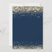 Moderne Gouden Glitter en Navy Blue Any Age Verjaa Kaart (Achterkant)