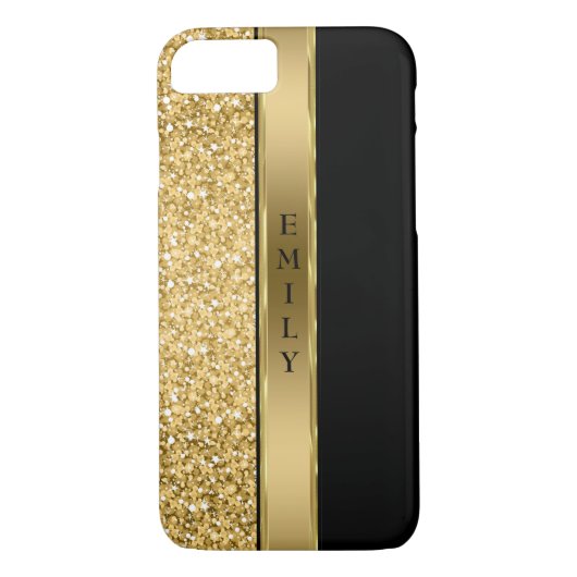 Moderne gouden glitter en streep Case-Mate iPhone case (Achterkant)
