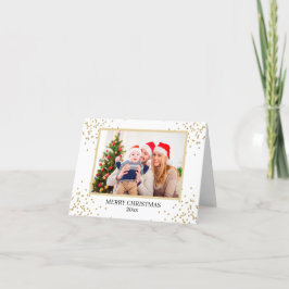 Moderne Gouden Glitter Familiefoto Kerstmis Gevouw Feestdagen Kaart