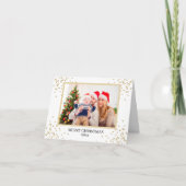 Moderne Gouden Glitter Familiefoto Kerstmis Gevouw Feestdagen Kaart (Voorkant)