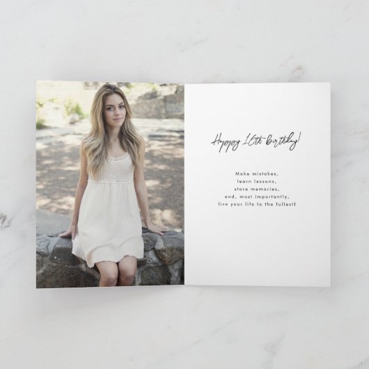 Moderne Gouden Glitter Foto Lief 16 Verjaardag Kaart (Binnen)