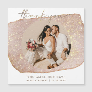 Moderne Gouden Glitter Fotobruiloft Dank u Magneet