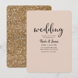 Moderne Gouden Glitter Glam ELKE KLEUR Bruiloft Kaart