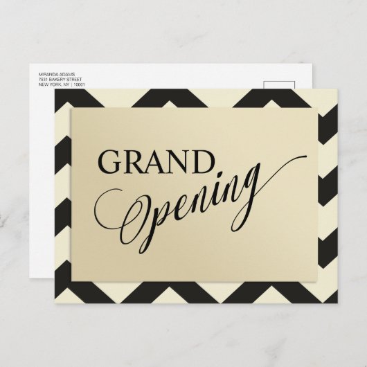 Moderne gouden Glitter Grote Opening Uitnodiging Briefkaart (Voorkant / Achterkant)