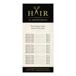 Moderne Gouden Glitter Hair Cut Salon prijslijst Reclamekaart