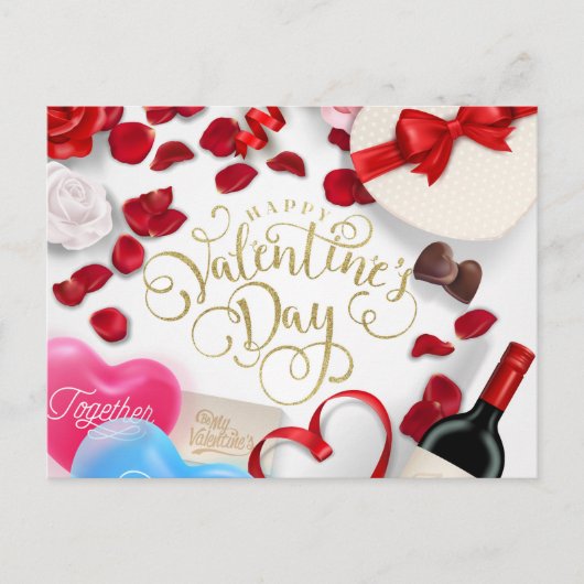 Moderne Gouden Glitter Happy Valentines Day Feestdagenkaart (Voorkant)