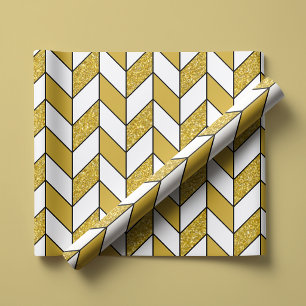 Moderne gouden glitter herringbone chevron cadeaupapier