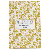 Moderne gouden glitter holly berry kerstvakantie medium cadeauzakje (Voorkant)