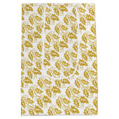 Moderne gouden glitter holly berry kerstvakantie medium cadeauzakje (Achterkant)