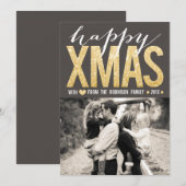 Moderne Gouden Glitter Kerst Foto Platte Kaart (Voorkant / Achterkant)