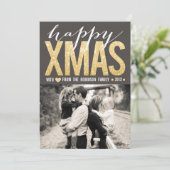Moderne Gouden Glitter Kerst Foto Platte Kaart (Staand voorkant)