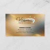 Moderne Gouden Glitter Kleur Maid Schoonmaak Diens Visitekaartje (Voorkant)