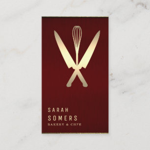 Moderne Gouden Glitter Mes & Gardeer Bakkerij Visitekaartje