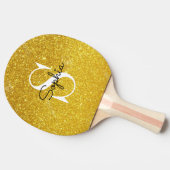 Moderne Gouden Glitter Monogram Gepersonaliseerde  Tafeltennisbatje (Zijkant)