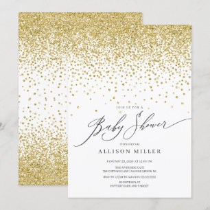 Moderne Gouden Glitter Neutrale Baby Shower Kaart