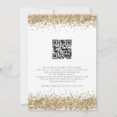 Moderne gouden Glitter QR-code bruiloft Kaart (Achterkant)