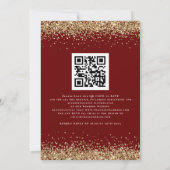 Moderne Gouden Glitter QR Code Trouw Bruinrood Kaart (Achterkant)