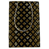 Moderne Gouden Glitter Rhomboid Medium Cadeauzakje (Voorkant)