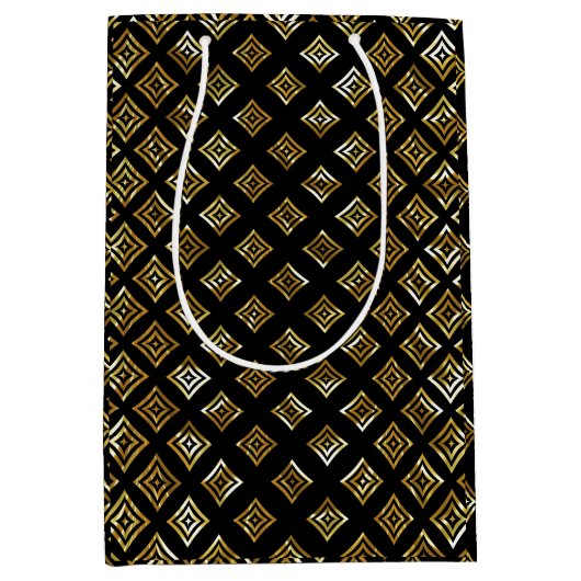 Moderne Gouden Glitter Rhomboid Medium Cadeauzakje (Voorkant)