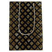 Moderne Gouden Glitter Rhomboid Medium Cadeauzakje (Achterkant)