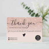 Moderne gouden glitter-roos, hartelijk dank bedankkaart (Staand voorkant)