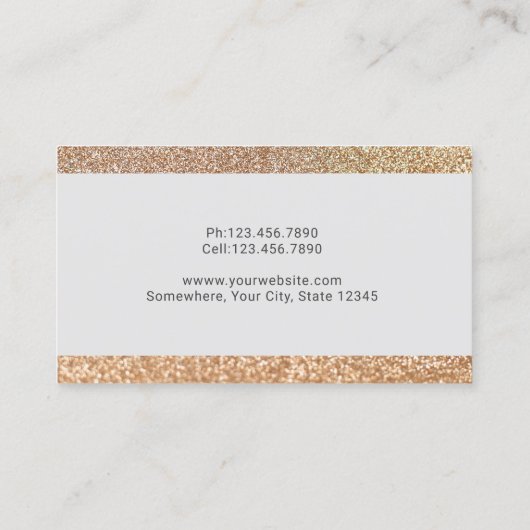 Moderne Gouden Glitter Roze Monogram Schoonheidssa Visitekaartje (Achterkant)