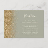 Moderne Gouden Glitter Sage Groene Huwelijksrecept Informatiekaartje (Voorkant)