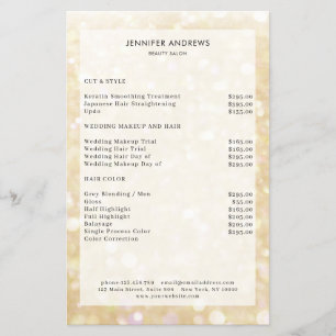 Moderne Gouden Glitter Salon Prijslijst Flyer