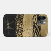 Moderne Gouden Glitter Script Monogram Case-Mate iPhone Case (Achterkant (horizontaal))