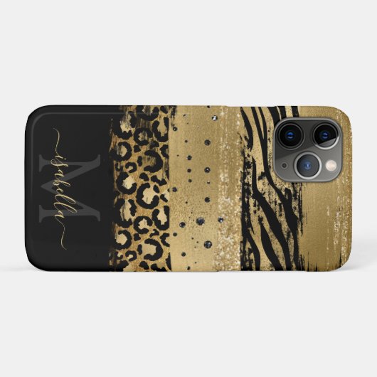 Moderne Gouden Glitter Script Monogram Case-Mate iPhone Case (Achterkant (horizontaal))