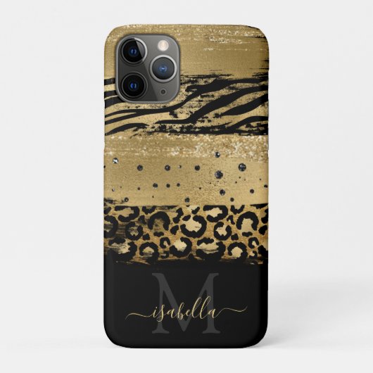 Moderne Gouden Glitter Script Monogram Case-Mate iPhone Case (Achterkant)