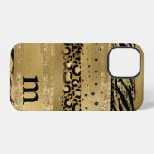 Moderne Gouden Glitter Script Monogram Hoes iPhone Hoesje (Achterkant horizontaal)