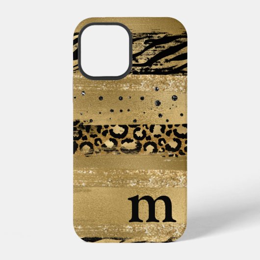 Moderne Gouden Glitter Script Monogram Hoes iPhone Hoesje (Achterkant)