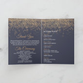 Moderne Gouden Glitter Sparkles Navy Blue Wedding Programma (Binnen)