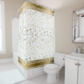 Moderne Gouden Glitter Splatter En Strepen Douchegordijn (In situ)