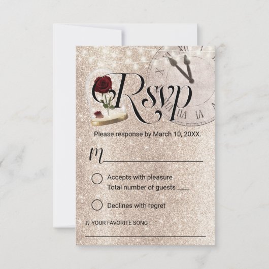 Moderne Gouden Glitter Sprookjesachtige Bruiloft R RSVP Kaartje (Voorkant)