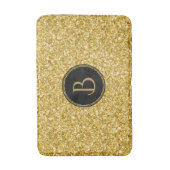 Moderne gouden glitter textuur met monogram badmat (Voorkant Verticaal)