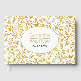 Moderne gouden glitter verlaat bruiloft gastenboek